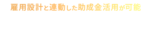 雇用設計と連動した助成金活用が可能 助成金サポート SUPPORT